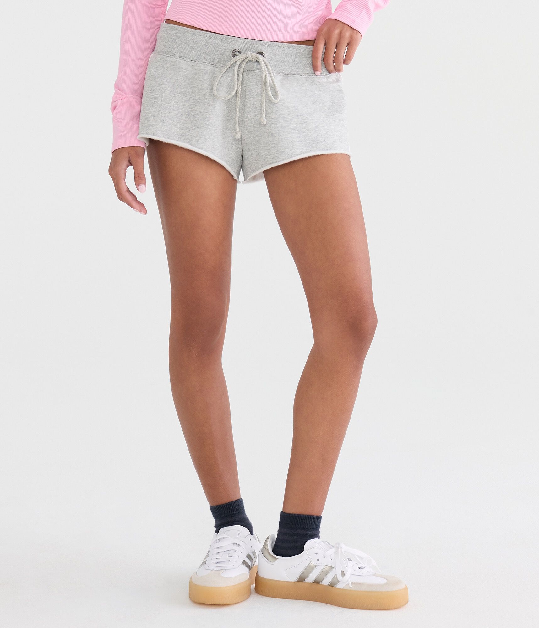 Aeropostale Logo Heritage Low-Rise Fleece Shorts
