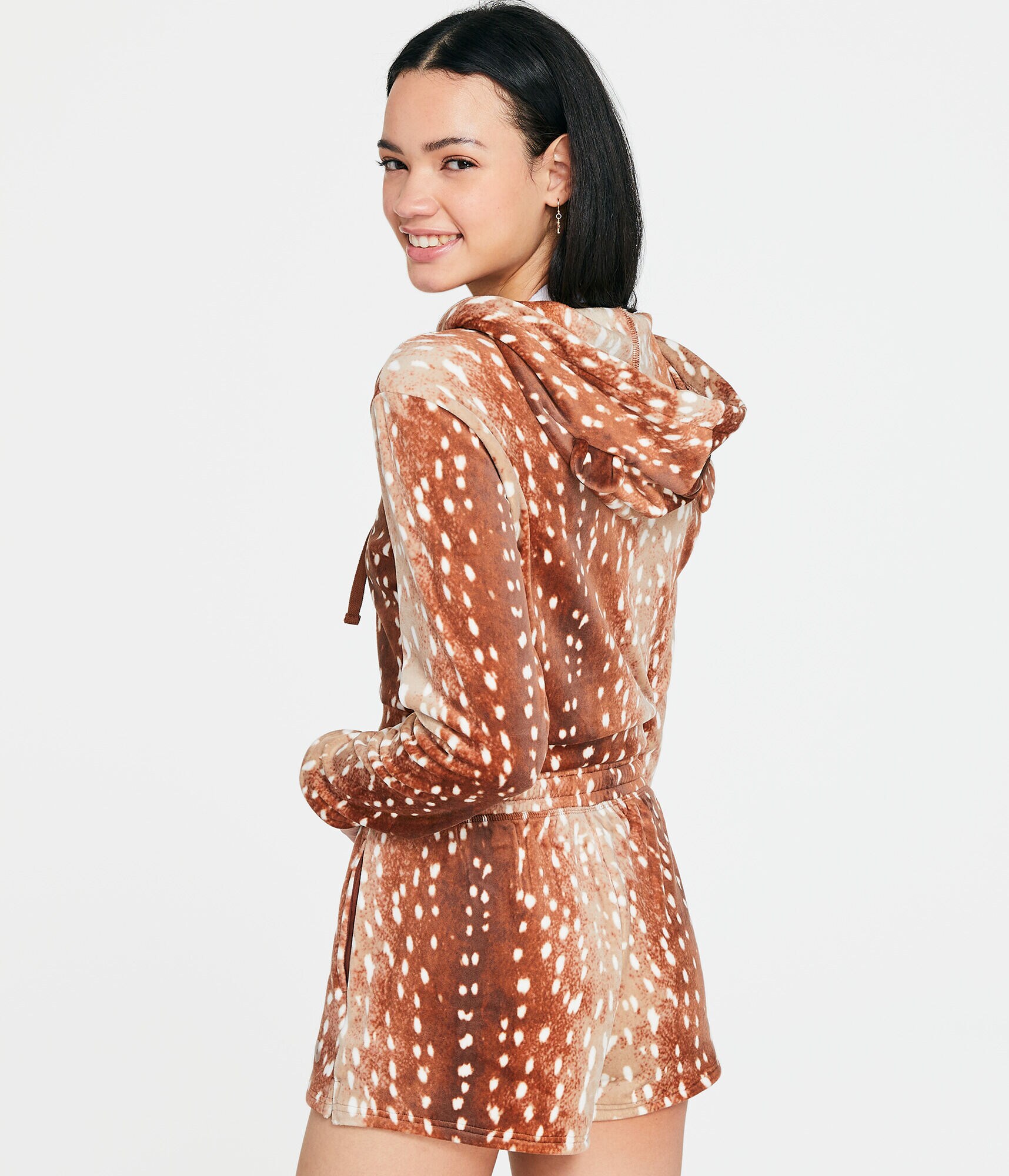 Critter Velour Cropped Full-Zip Sleep Hoodie