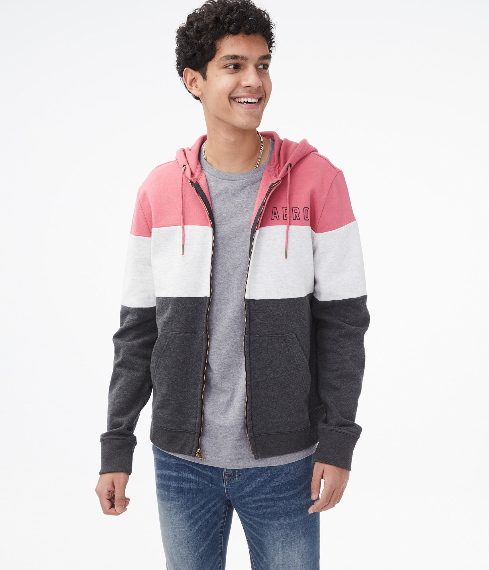 Aero Logo Colorblocked Full-Zip Hoodie