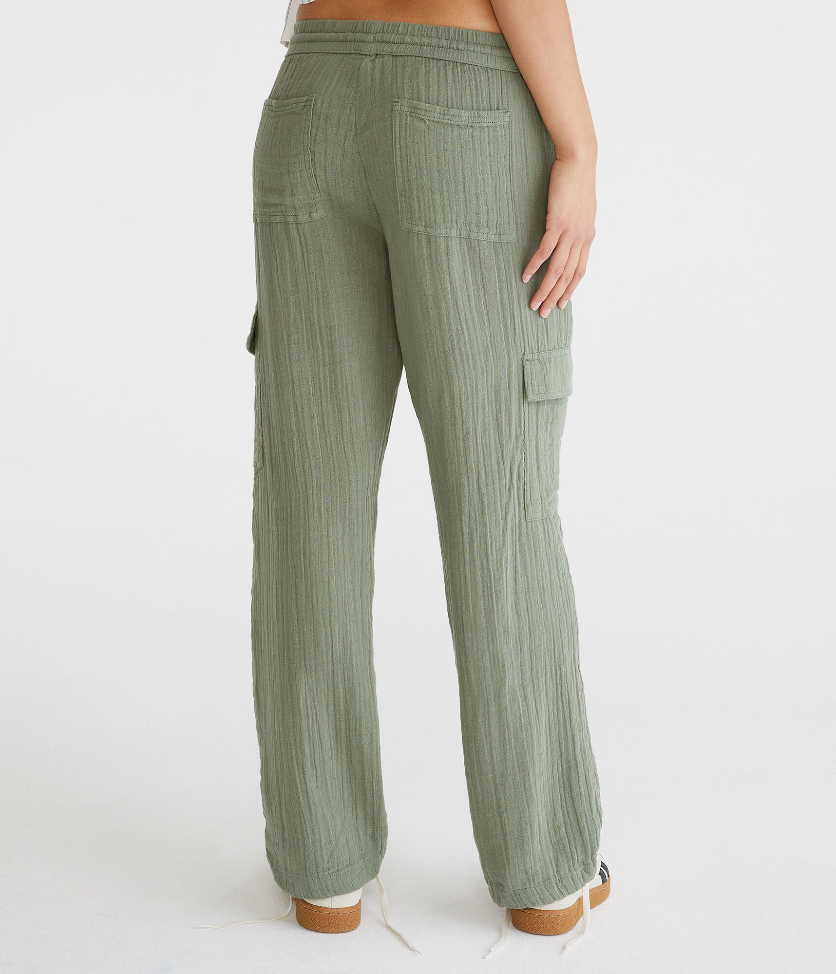 Gauze Wide Leg Cargo Pants
