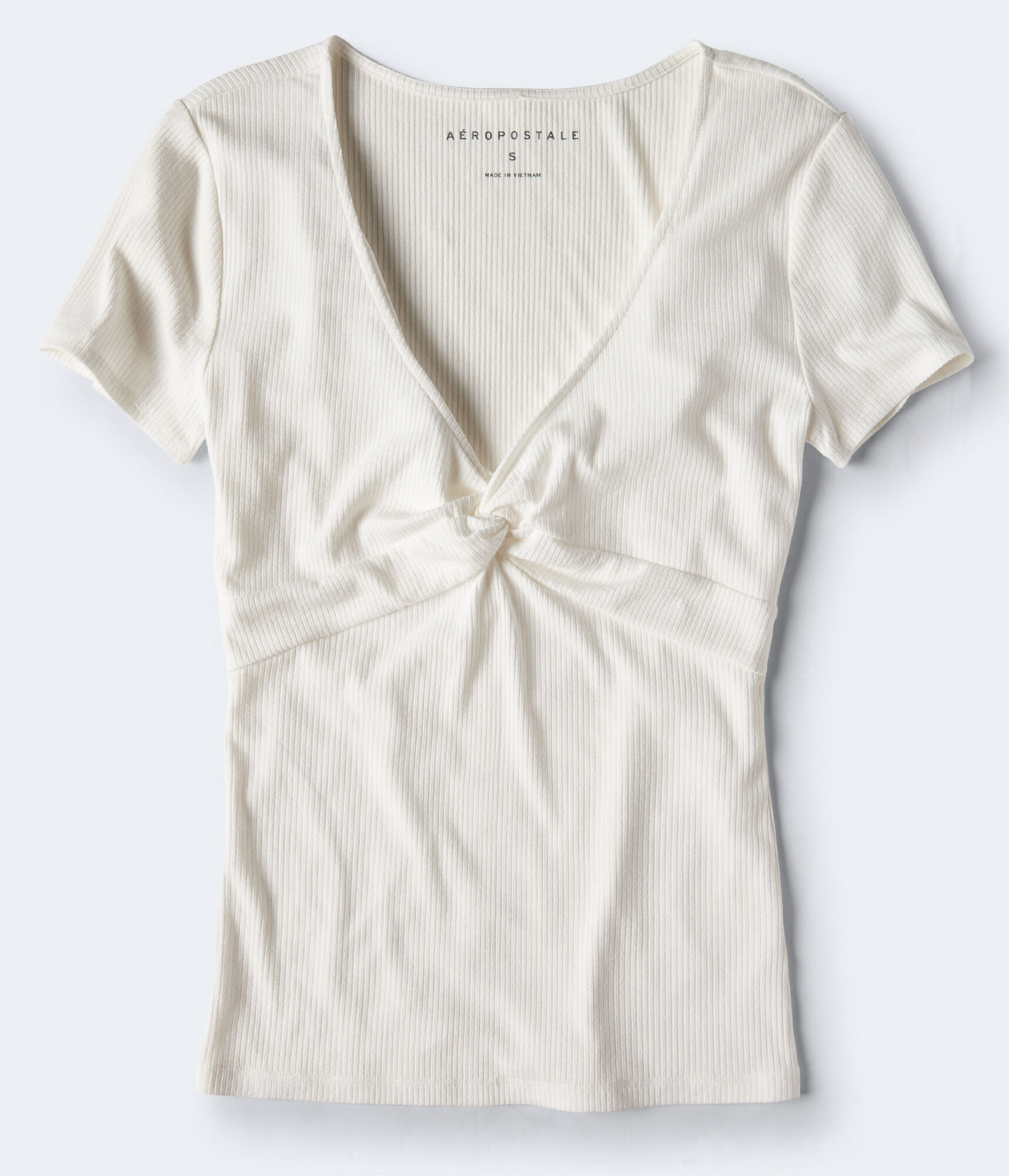 Solid Twist-Front V-Neck Top