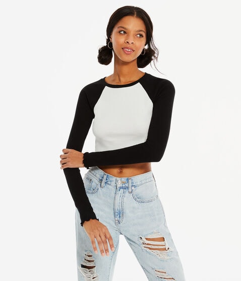 Long Sleeve Pop Punk Cropped Raglan Baby Tee