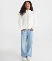 Cable Mock-Neck Full-Zip Cardigan