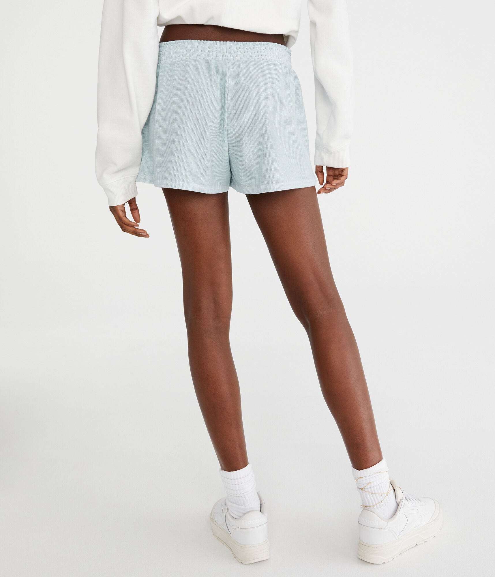 Washed Mid-Rise Waffle Shorts