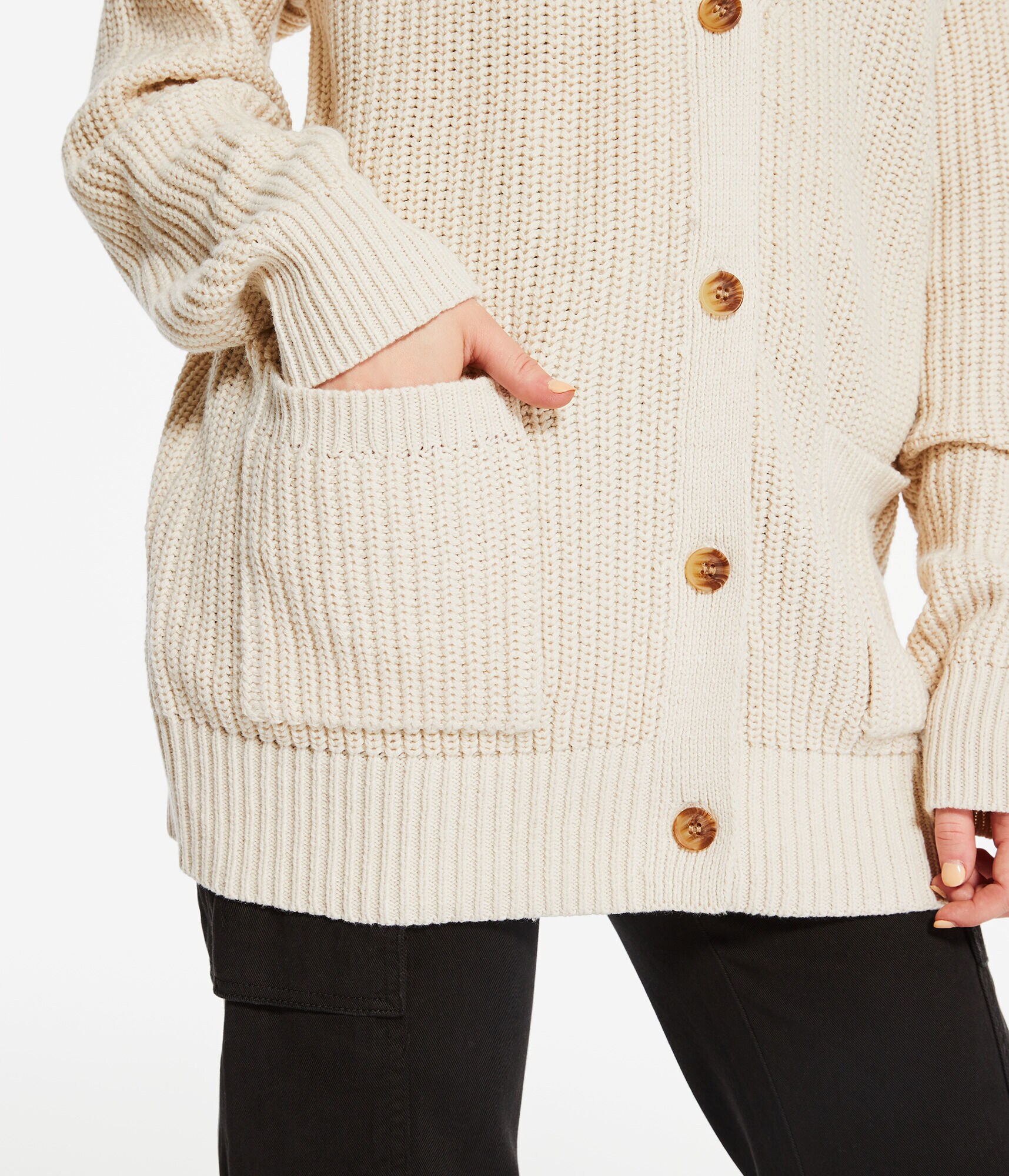 Ribbed Oversized V-Neck Cardigan