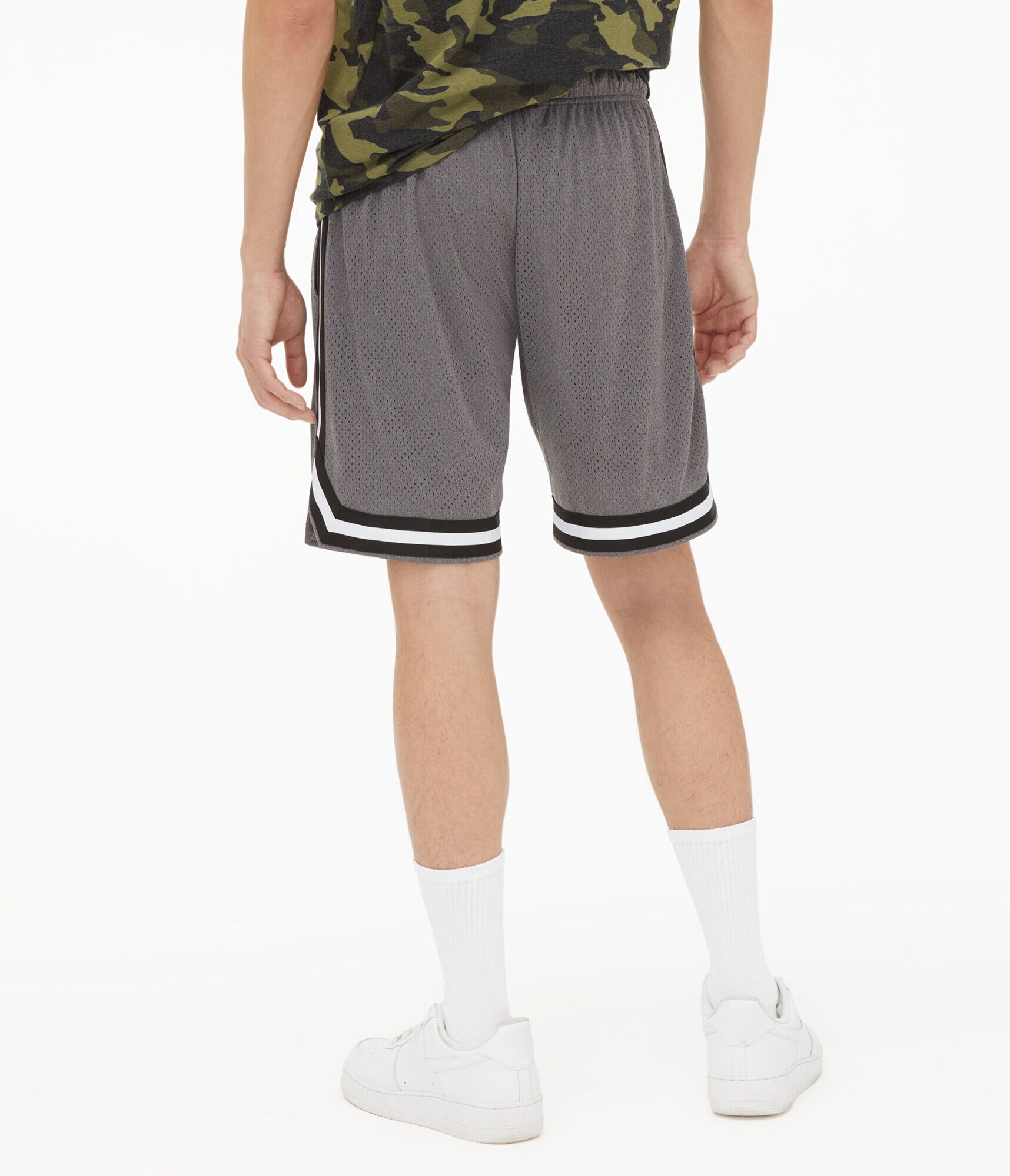 Logo Patch Striped Mesh Shorts