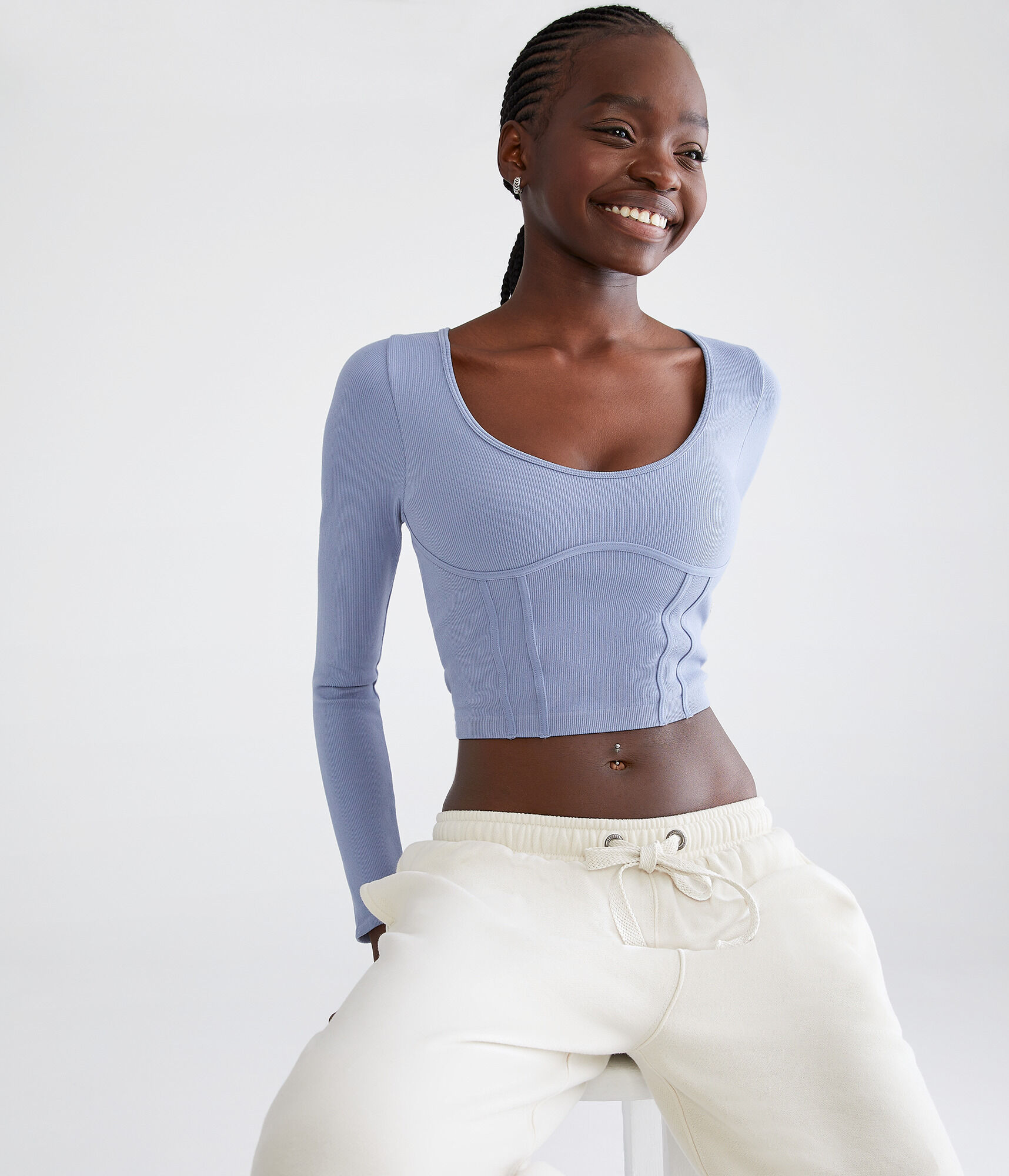 Long Sleeve Seriously Soft Corset Tiny Top