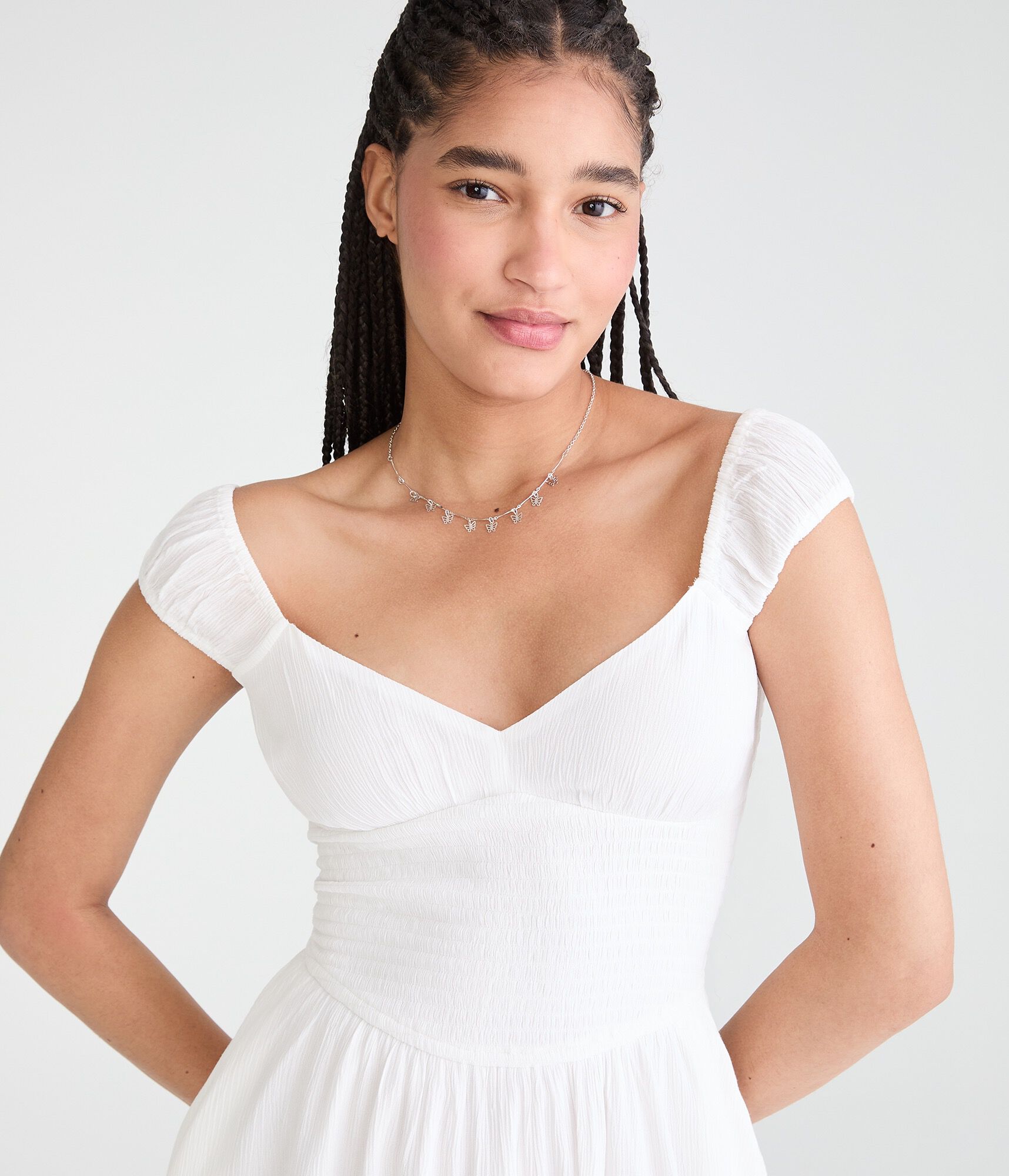 Solid V-Neck Handkerchief Hem Mini Dress