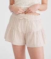High-Rise Gauze Ruffle Shorts
