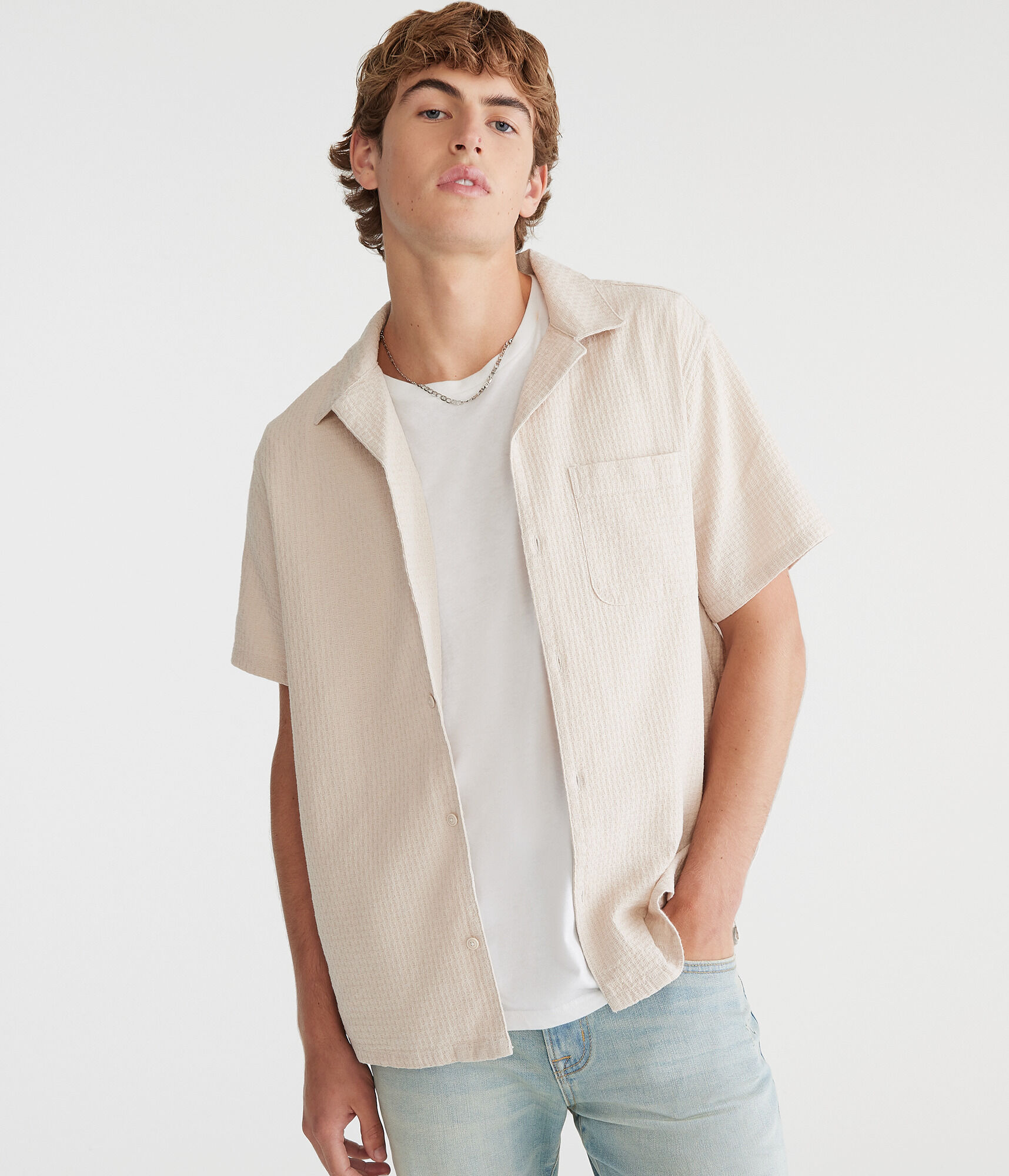 Short Sleeve Textured Shirt