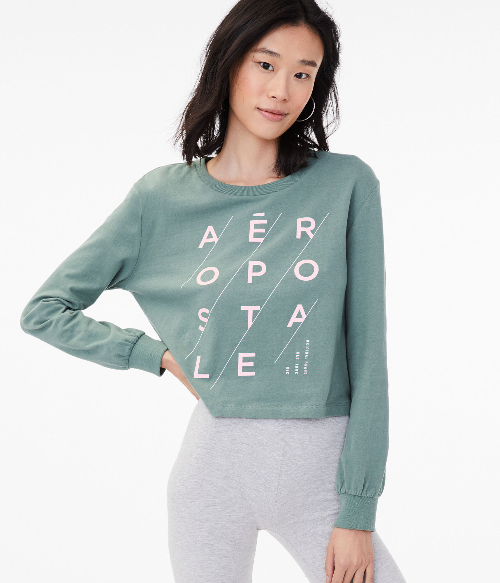 Long Sleeve Diagonal Logo Tomboy Crew Tee