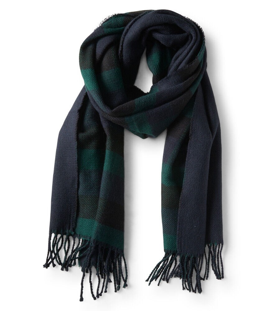 Black Watch Plaid Wide Scarf