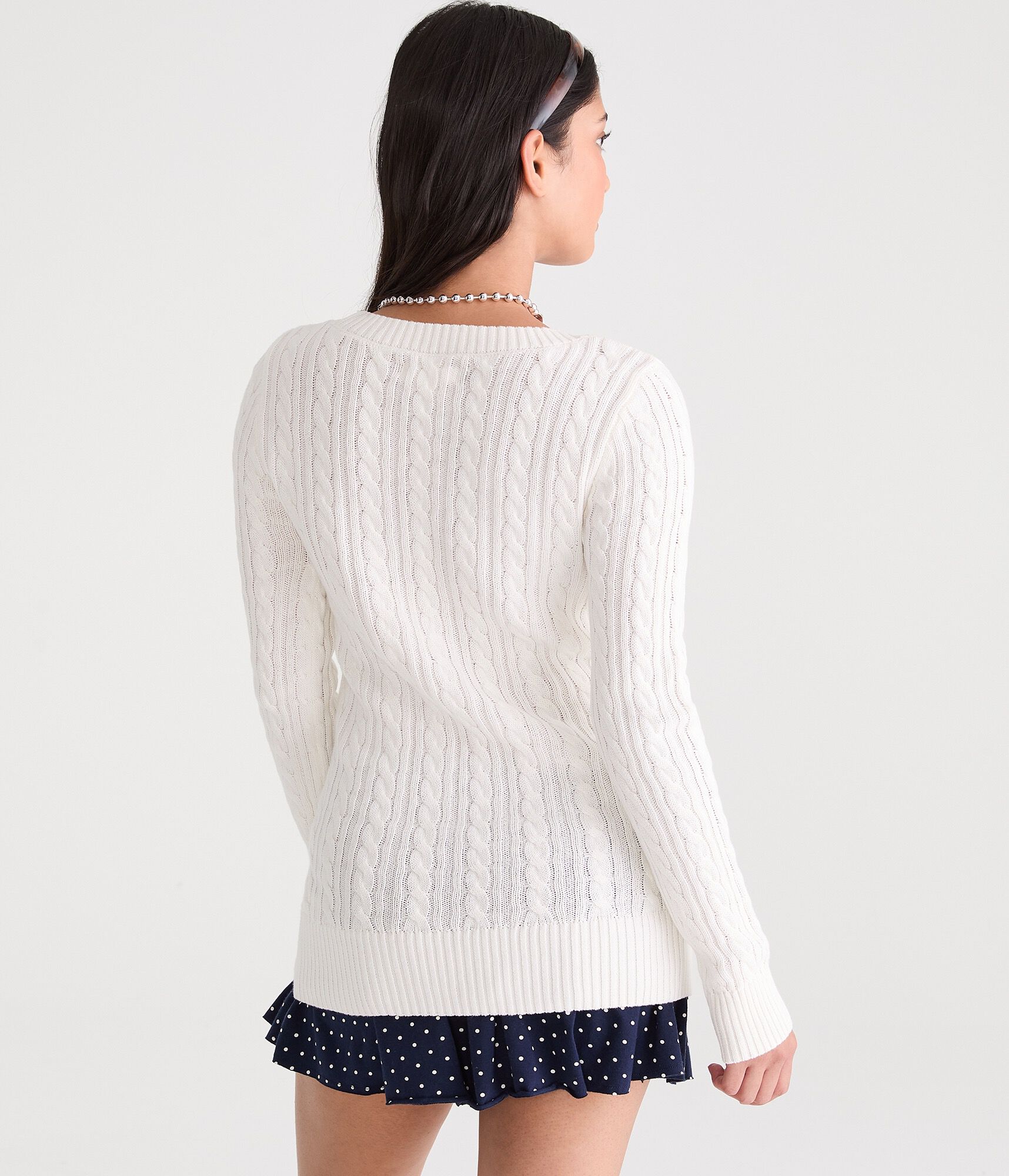 Cable Scoop-Neck Sweater