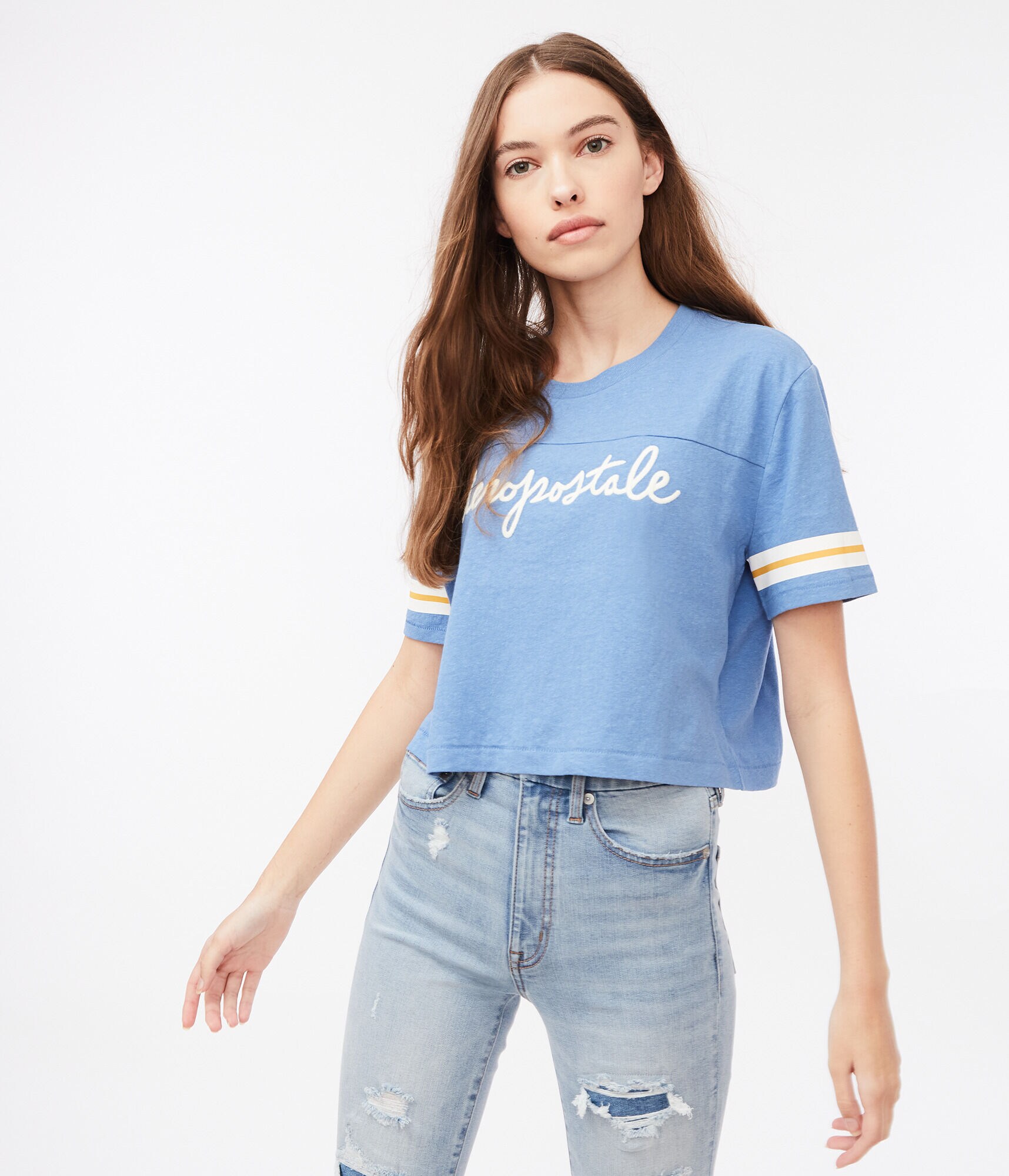 Aeropostale Script Cropped Boxy Tee***