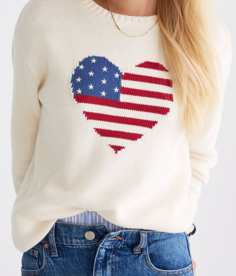 American Flag Heart Crew Sweater American Flag Heart Crew Sweater