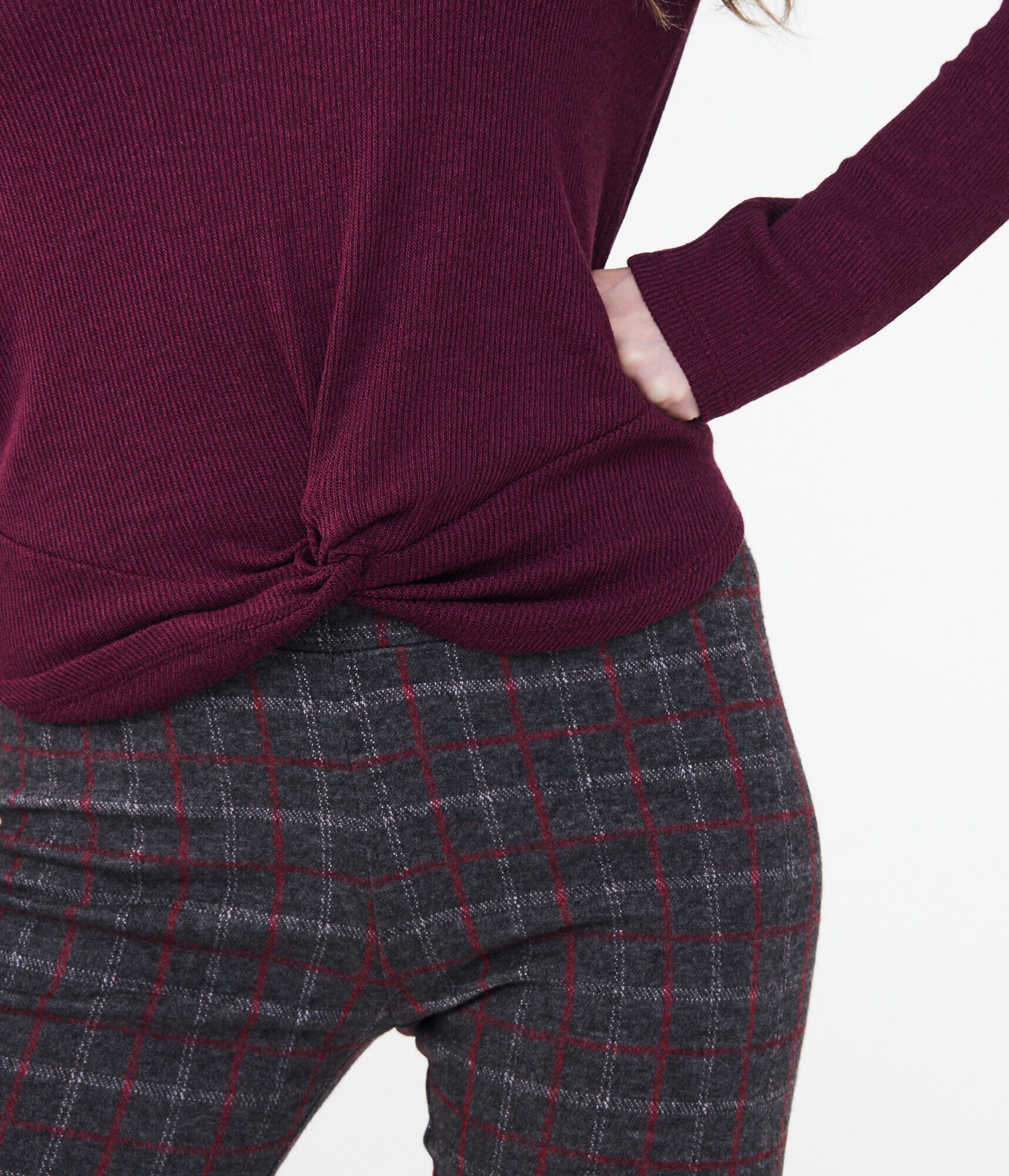 Long Sleeve Solid Twist-Front V-Neck Top