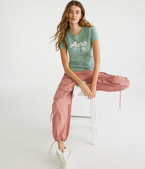 Aero Script Rose Appliqué Graphic Tee