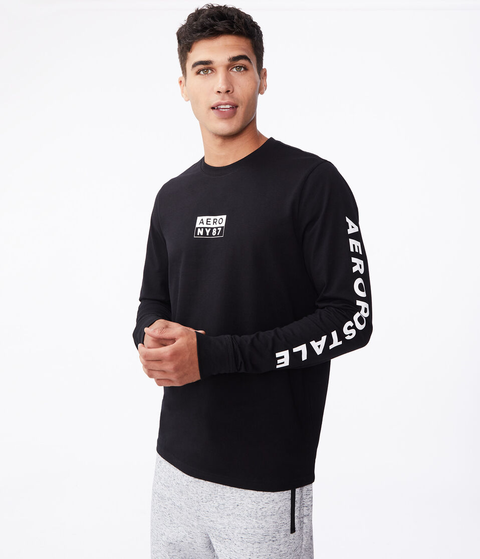 Long Sleeve Aero NY 87 Box Logo Stretch Graphic Tee