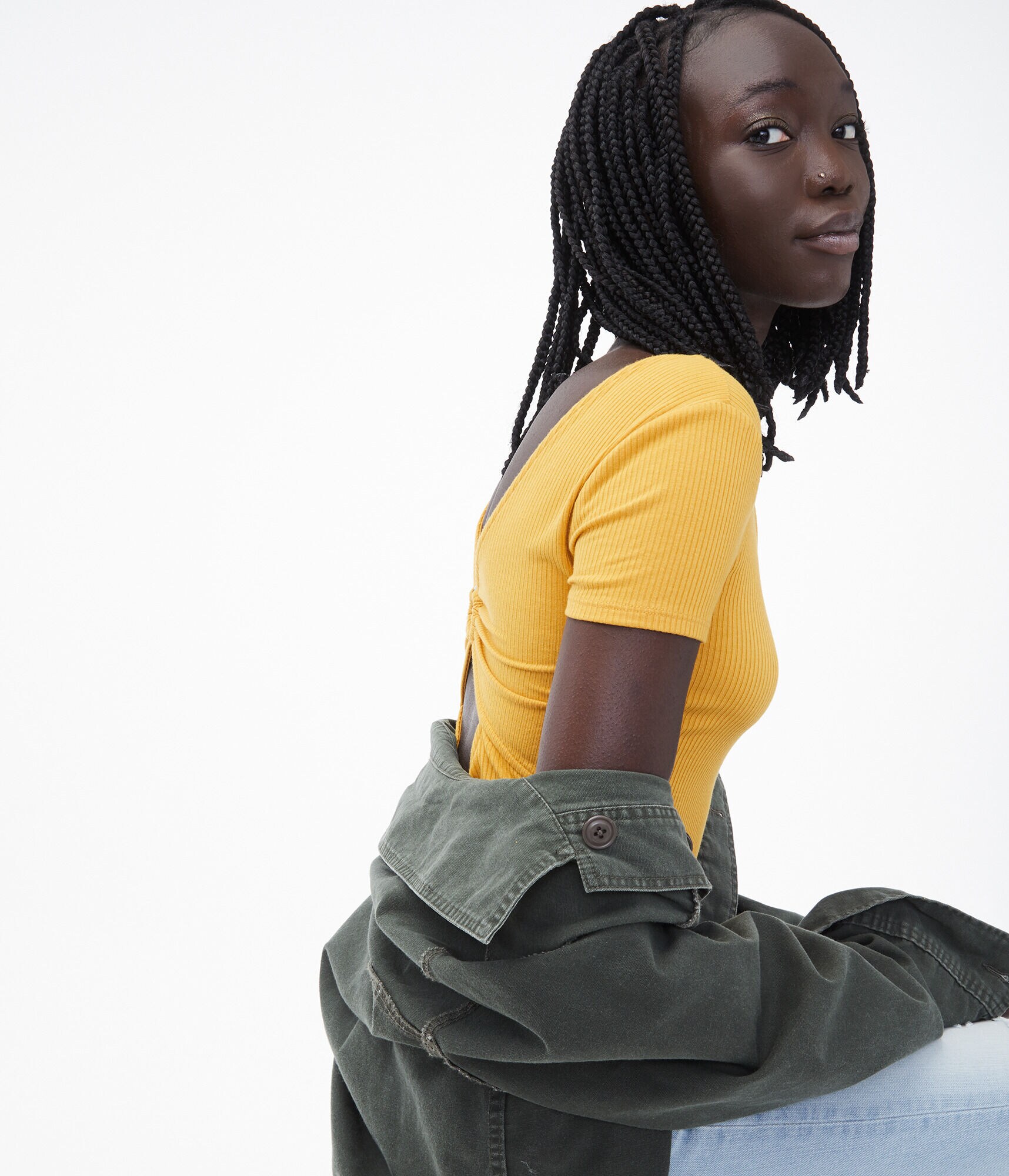 O-Ring Back Bodycon Crop Top