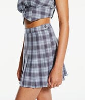 Plaid High-Waisted Pleated Skirt