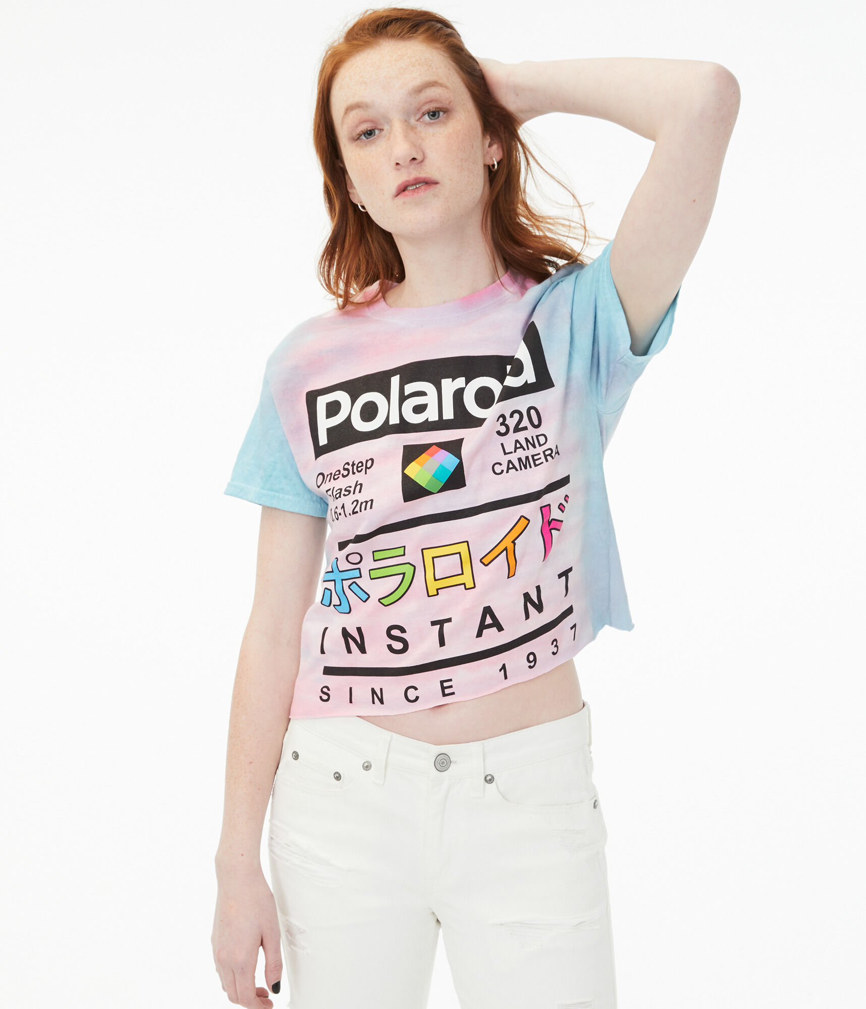 Japanese Polaroid Tie-Dye Cropped Graphic Tee