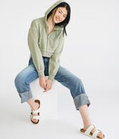 Solid Cropped Full-Zip Hoodie