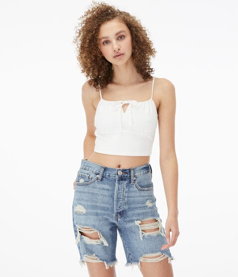 Seriously Soft Keyhole Tie Cropped Tank