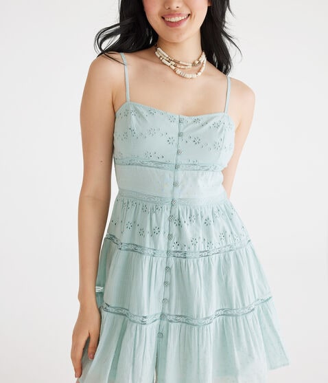 Solid Sweetheart Eyelet Fit & Flare Dress