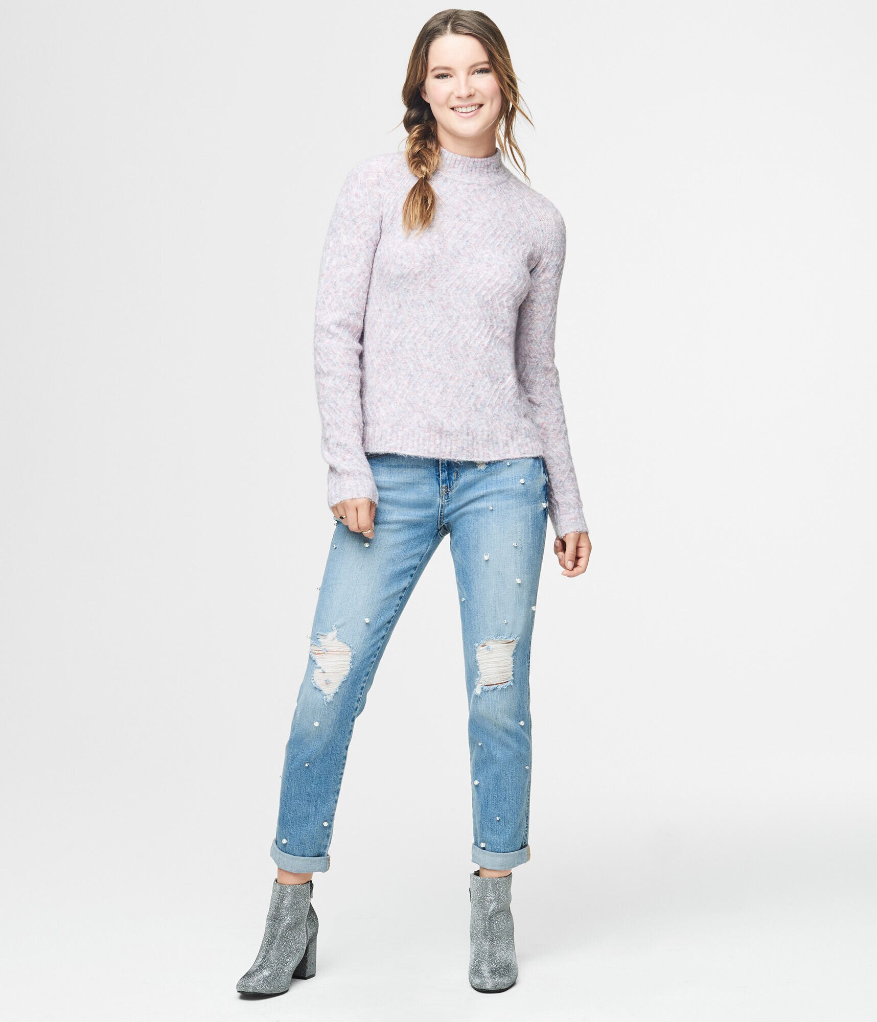 Zig-Zag Mock-Neck Sweater