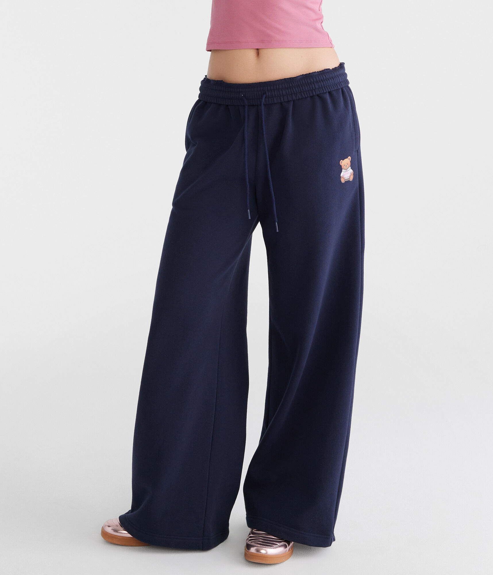 Teddy Bear Mid-Rise Wide Leg Sweatpants