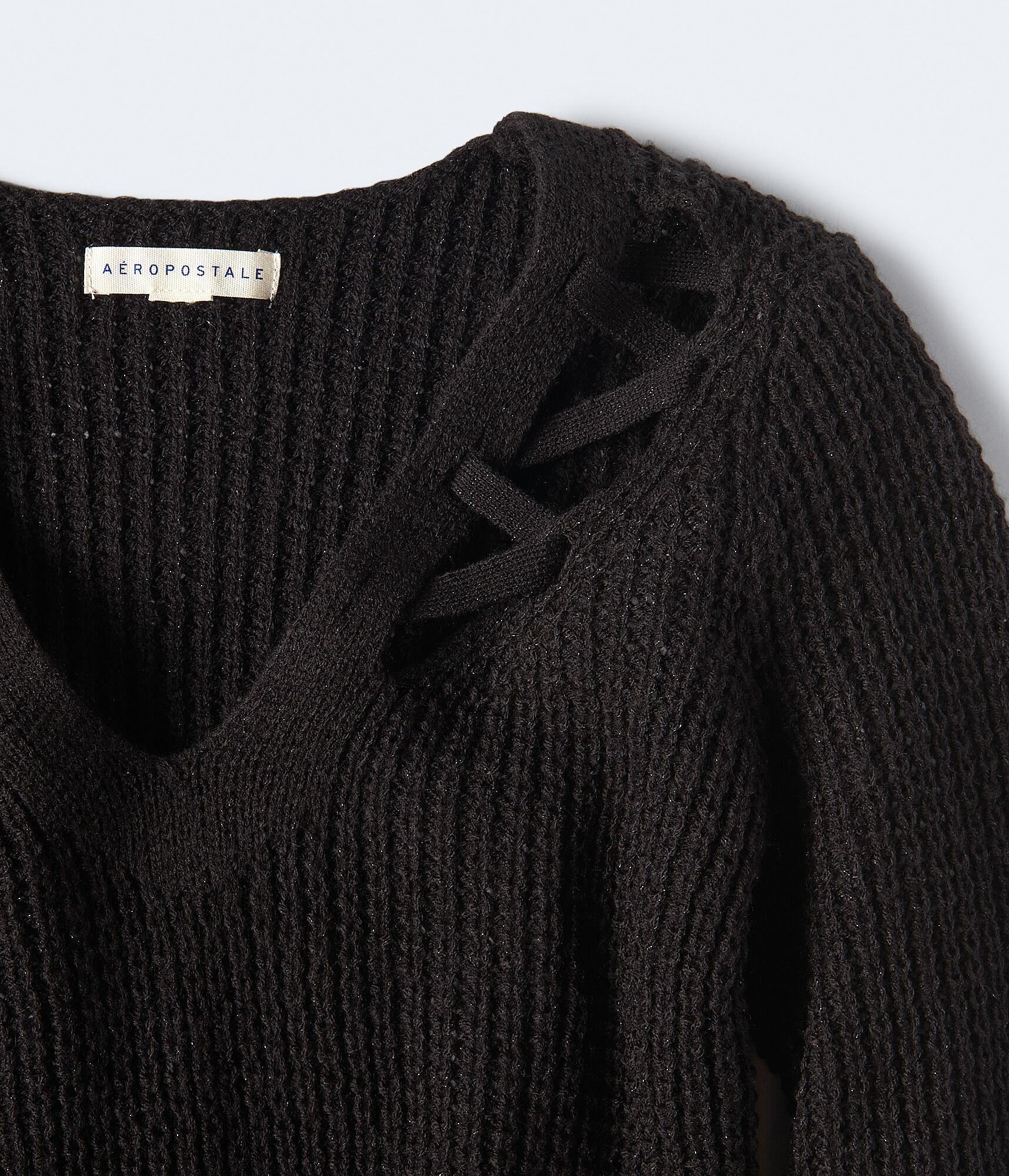 Shimmer Cutout V-Neck Sweater