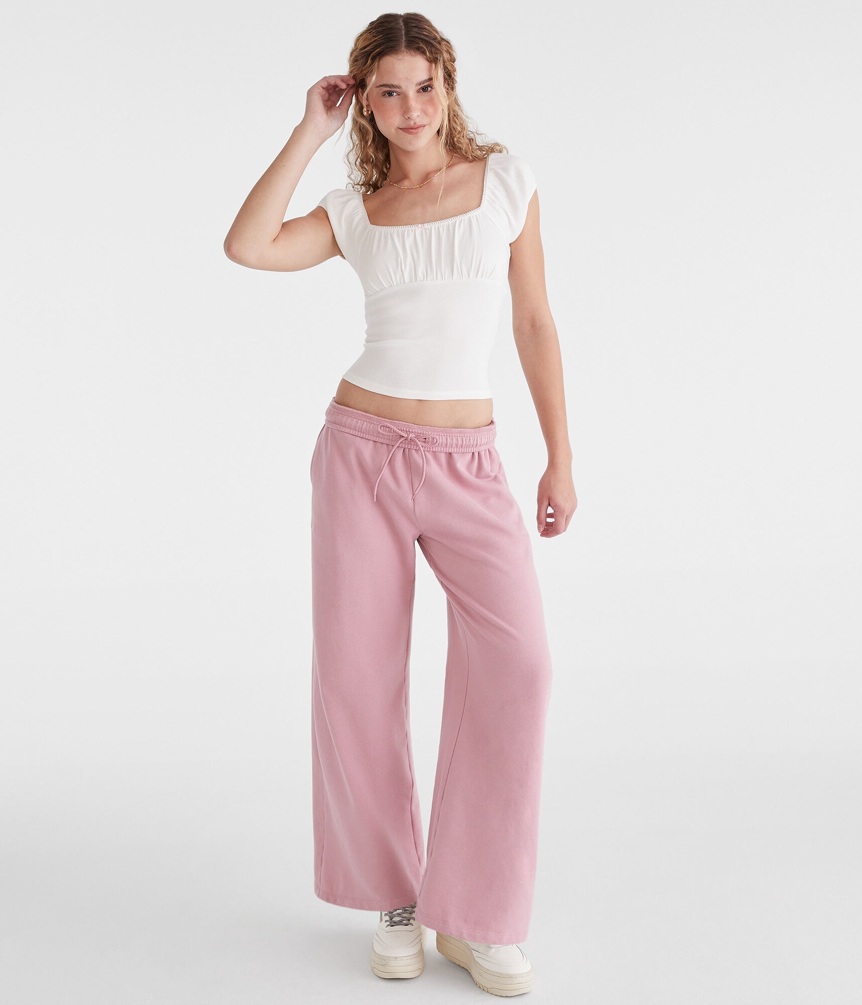 Mid-Rise Wide Leg Sweatpants