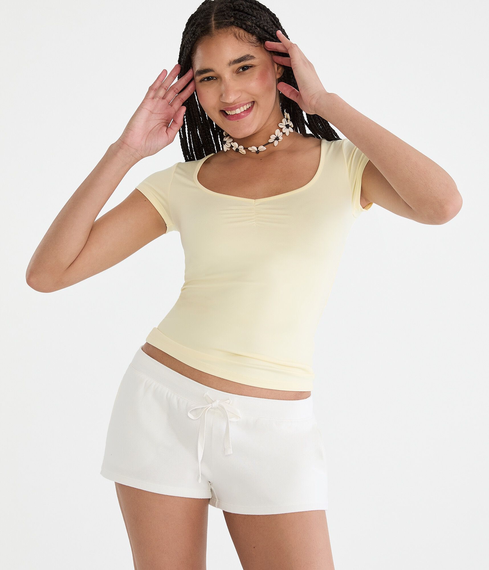Buttery Soft Cinched Scoop-Neck Tee