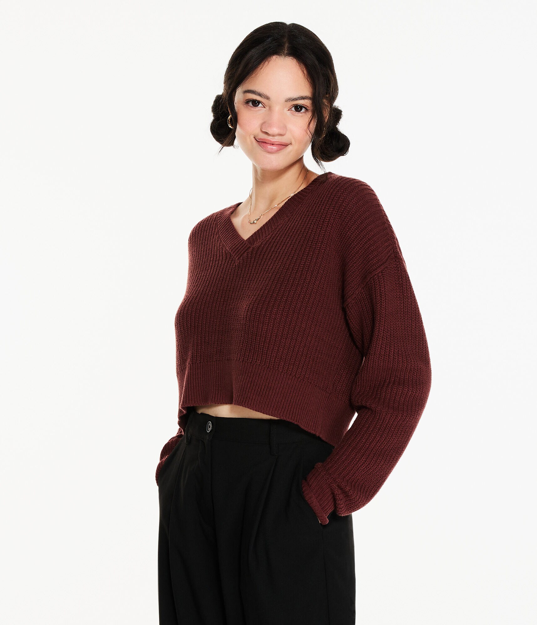 Ribbed V-Neck Sweater