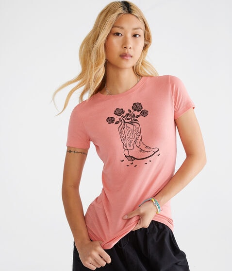 Cowboy Boots & Roses Graphic Tee Cowboy Boots & Roses Graphic Tee