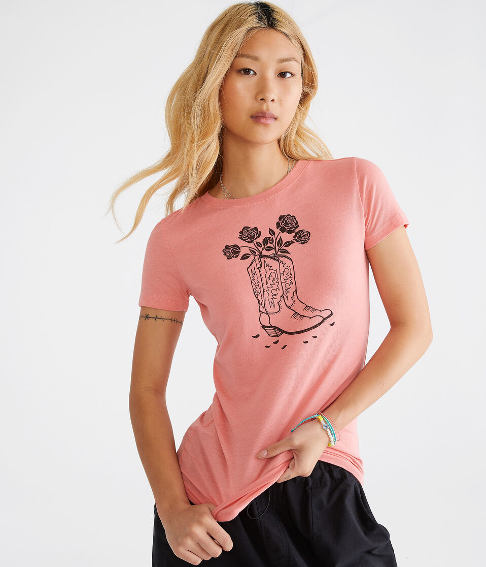 Cowboy Boots & Roses Graphic Tee