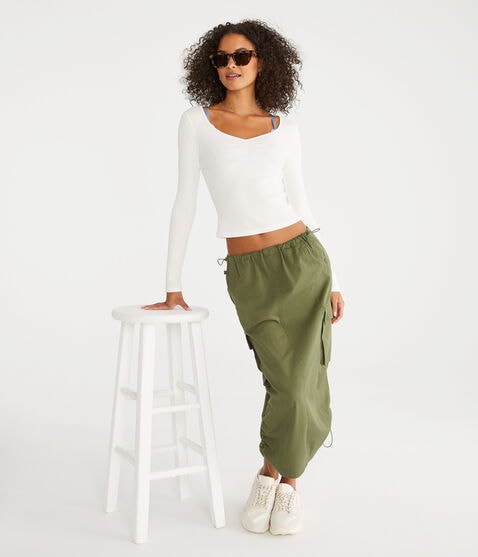 Long Sleeve Ruched Shrunken Tee Long Sleeve Ruched Shrunken Tee