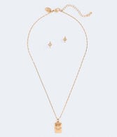 Cubic Zirconia Starburst Necklace & Earring Set