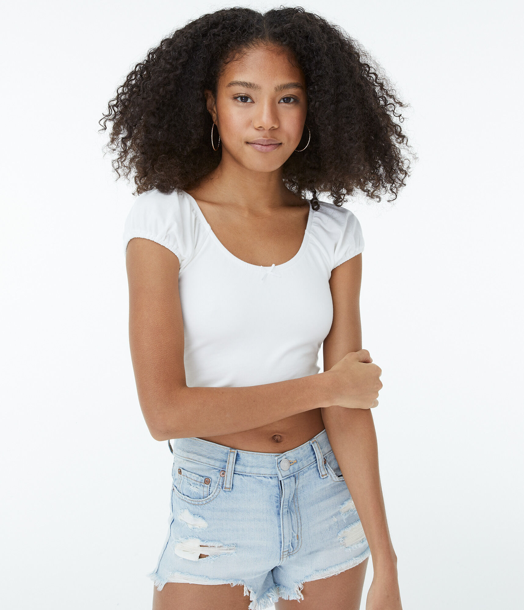 Puff Sleeve Crop Top