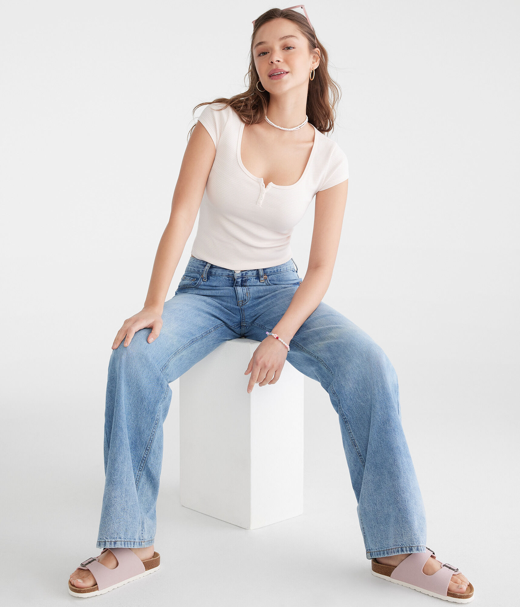 Seriously Soft Striped Henley Tiny Top