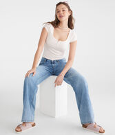 Seriously Soft Striped Henley Tiny Top