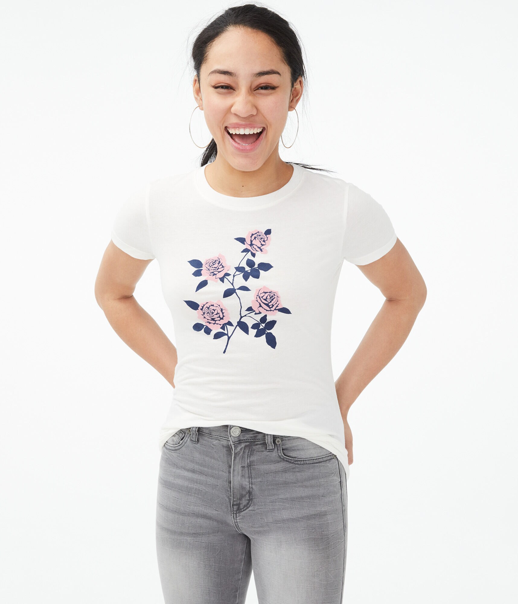 Flocked Roses Graphic Tee
