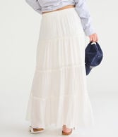 Tiered High-Waisted Maxi Skirt