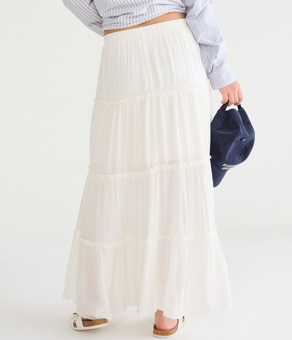 Tiered High-Waisted Maxi Skirt