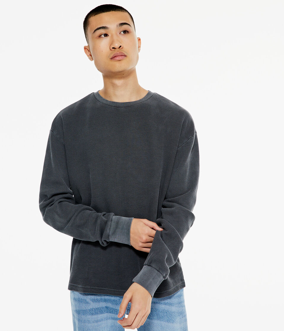 Long Sleeve Acid Wash Thermal Crew Tee