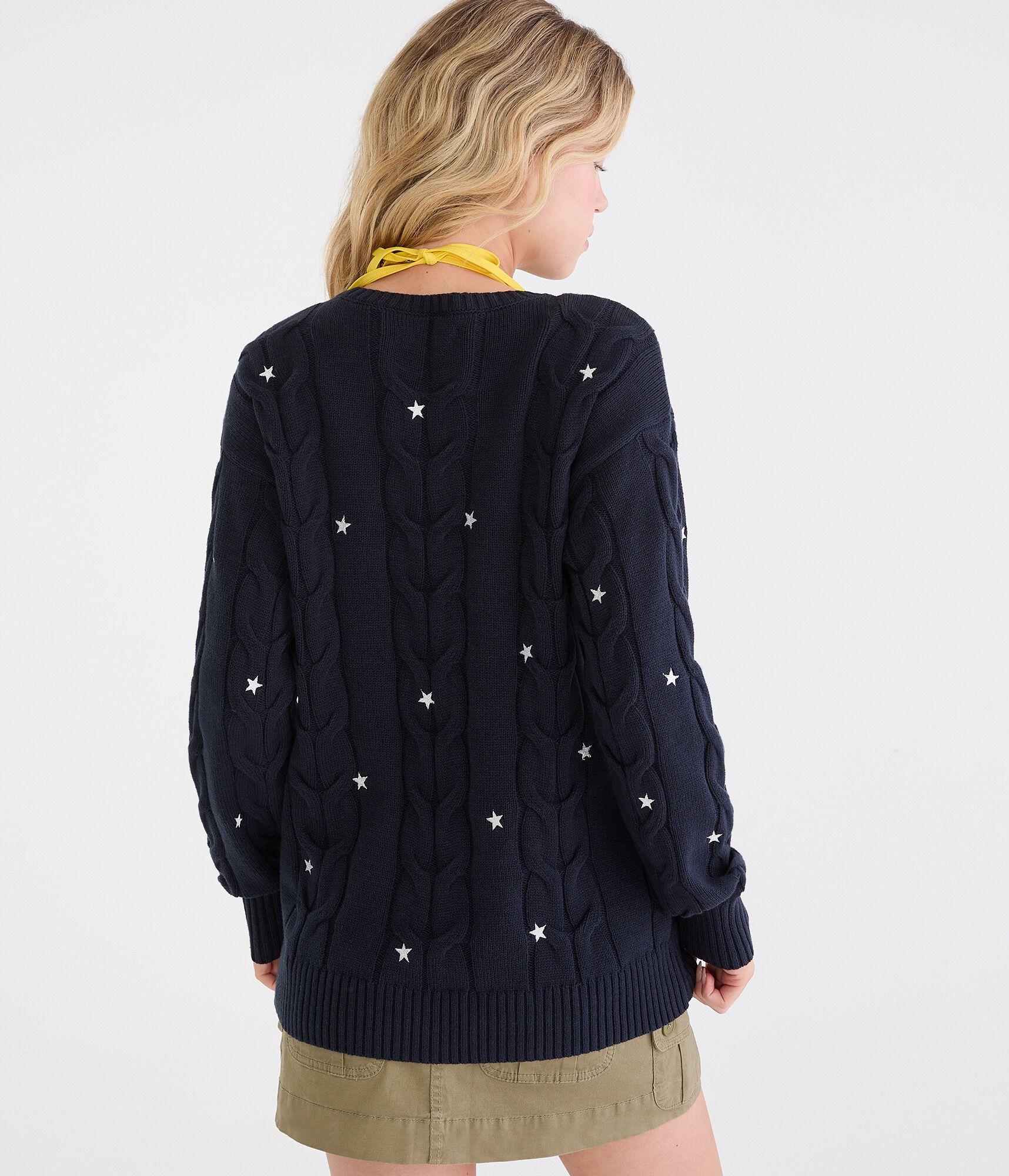 Stars Oversized Cable Crew Sweater