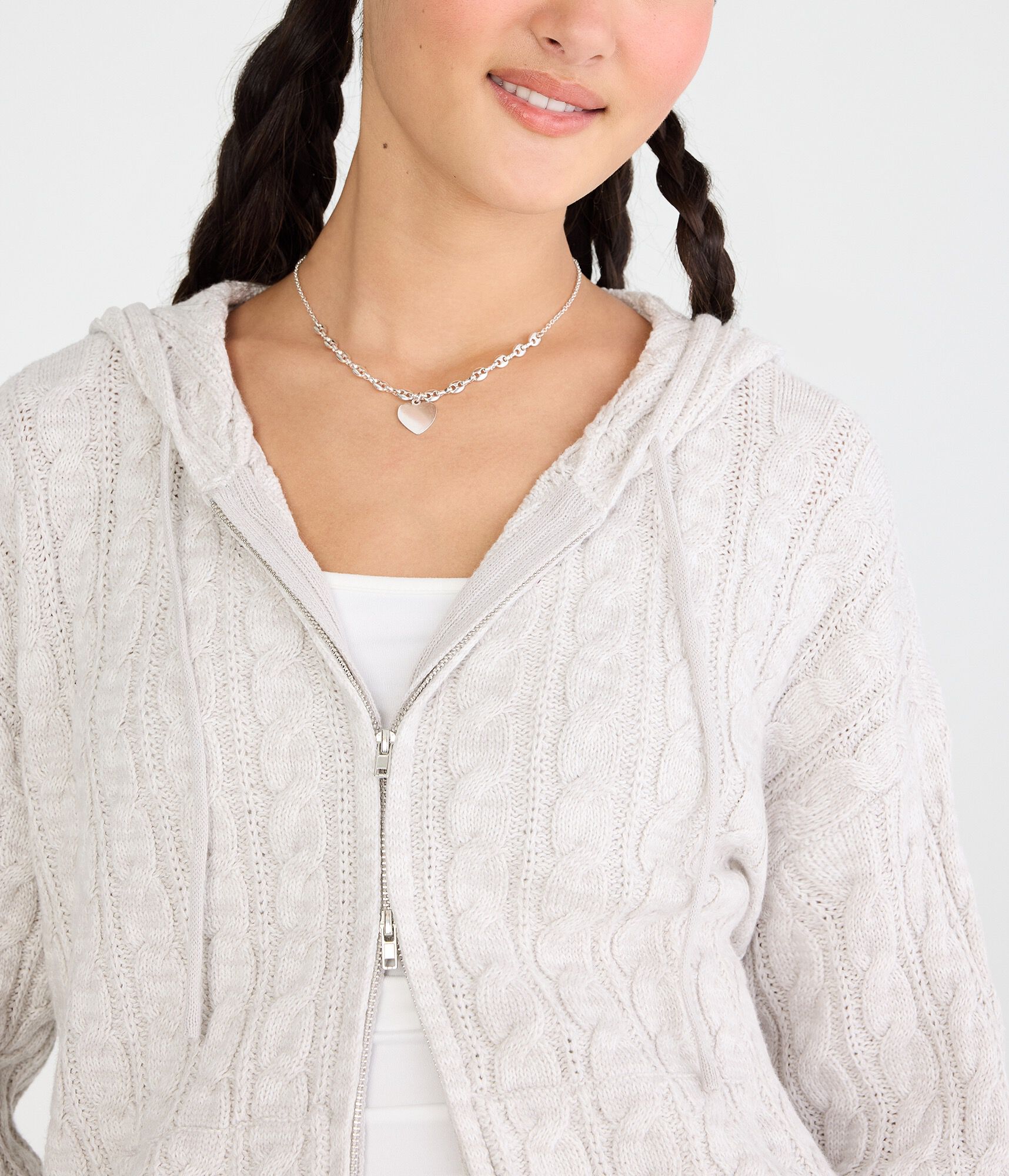Cable Full-Zip Hooded Sweater