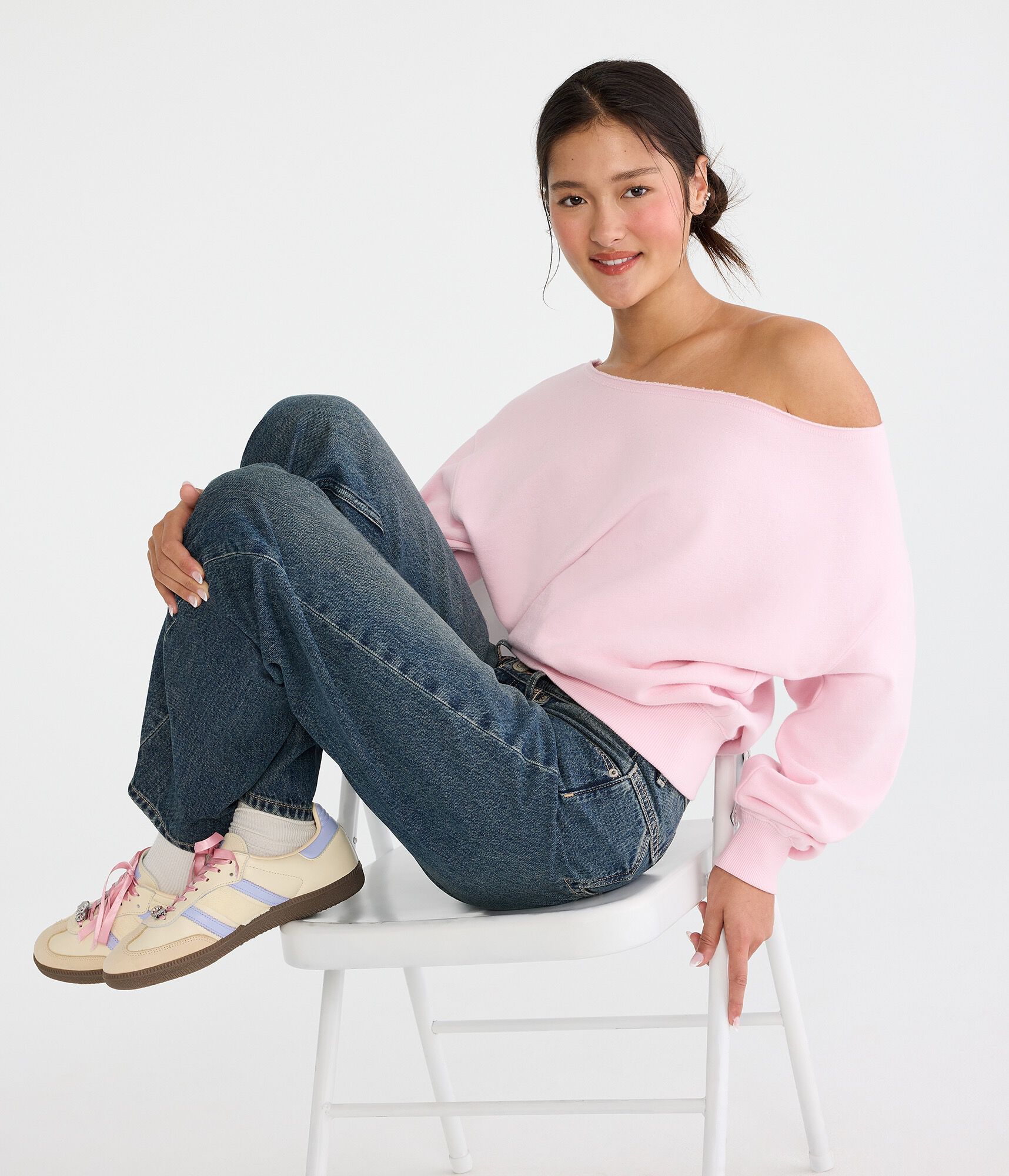 Cloud Soft Oversized Off-The-Shoulder Sweatshirt