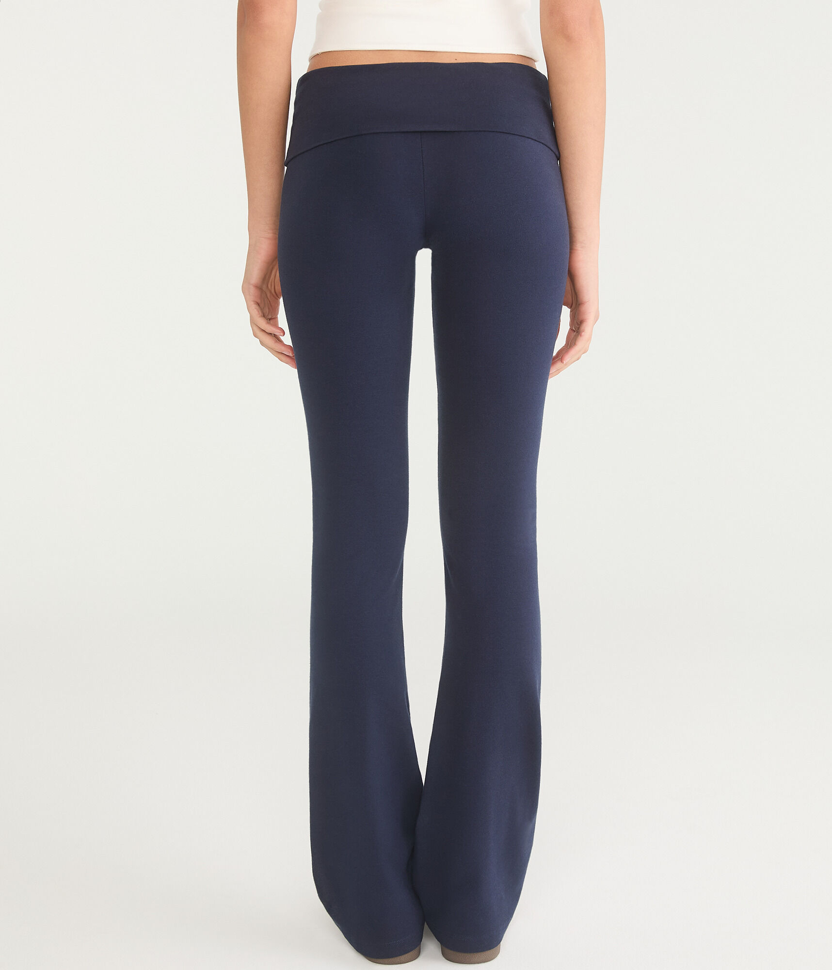 Mid-Rise Fold-Over Bootcut Pants