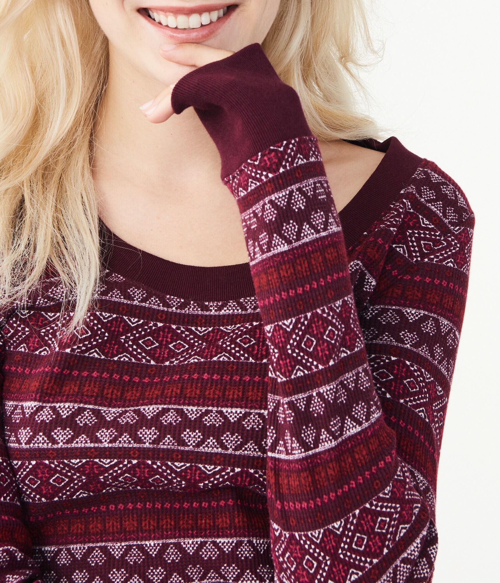 Long Sleeve Fair Isle Crew Top